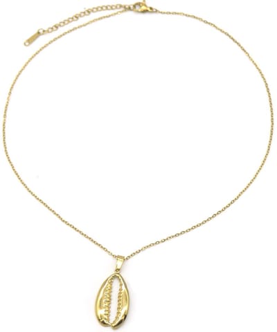 ketting - sieraad - RVS - verstelbaar - halsketting - accessoire - goudkleurig - schelp - strand - zomer - zee - hip - trendy - tijdloos -chique - cadeau - geschenk - feest - vrouwen - dames - unisex