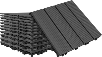 Terrastegels - Balkontegels kliksysteem - Buiten vloeren leggen - Duurzaam houtcomposiet - 30 x 30 cm - Antraciet