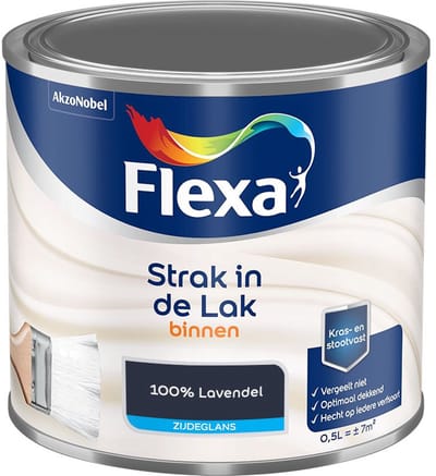 Flexa - Strak In De Lak Binnenlak Zijdeglans - 100% Lavendel - Mengverf - 500 Ml