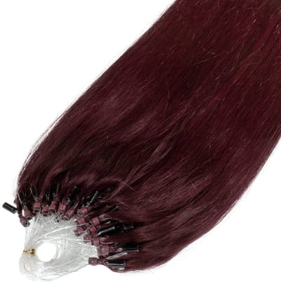 hair2heart Premium Microring Extensions Echt haar glad - 25 strengen 0,8 g 50 cm 55/65 lichtbruin intens violet-mahonie