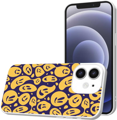 Smartphonica Telefoonhoesje Geschikt voor iPhone 12 met Smiley en Emoji opdruk - TPU Back Cover Case Smiley and Emoji Design - Wit geschikt voor iPhone 12