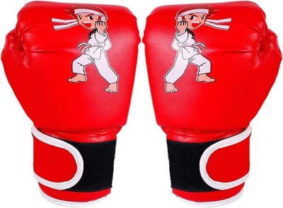 Kinder Bokshandschoenen - Juniors Trainingshandschoenen - Sport Training - Cartoon Design - 17 x 25 cm - Rood