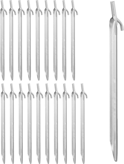 Tent tentharingen set 20 stuks - grondankers harde ondergronden - tenten paviljoenen - 30 cm staal zilver