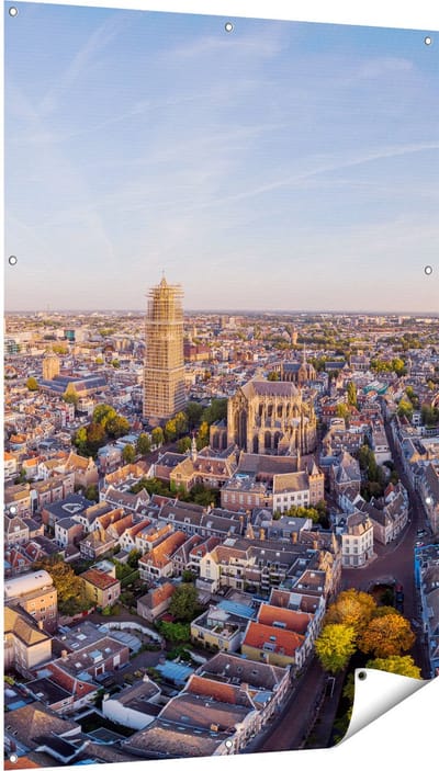 Gards Tuinposter Utrecht vanuit de Lucht - 100x150 cm - Tuindoek - Tuindecoratie - Wanddecoratie buiten - Tuinschilderij