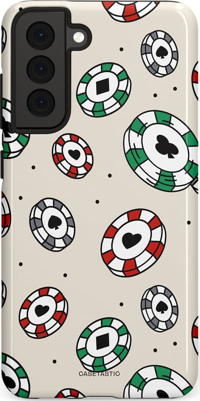 Casetastic Hoesje Geschikt voor Samsung S21 FE - Stijlvolle Beschermende Duo-layer Case - Casino Chips Patroon