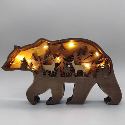 Décoration en bois à faire soi-même, ours brun, élan, décoration pour la maison, artisanat léger, cadeau de Noël