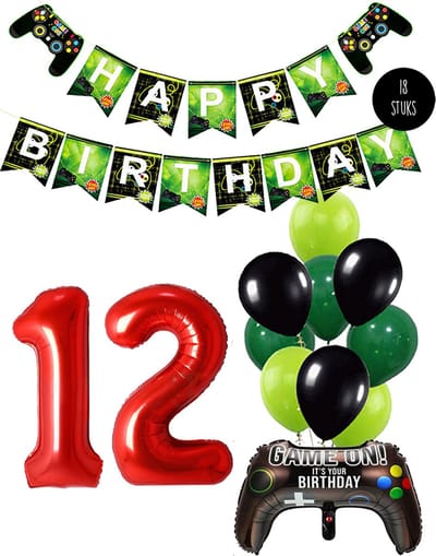 Cijfer Ballon 12 Game Videospel Verjaardag Thema - De Versiering voor de Gamers Birthday Party van Snoes
