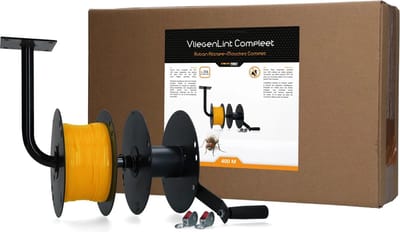 Knock Pest Control Vliegenlint Compleet 1 stuk - Ongedierteval - Trekt vliegen aan - Incl. Metaal ophangsysteem - Geel - 400 Meter
