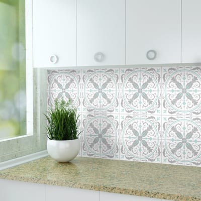 Zelfklevende tegelmuurstickers voor keuken en badkamer - 9 AZULEJOS DENISO tegelstickers - 9 stickers 20x20cm
