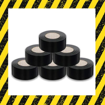 Kajal Panzertape Schwarz – Wasserfestes Mehrzweck-Duct Tape mit starker Haltekraft, ideal für Reparaturen, Bauprojekte und Bastelarbeiten, 48 mm x 50 m, 6 Rolle, hohe Widerstandsfähigkeit met Kajal Sticker