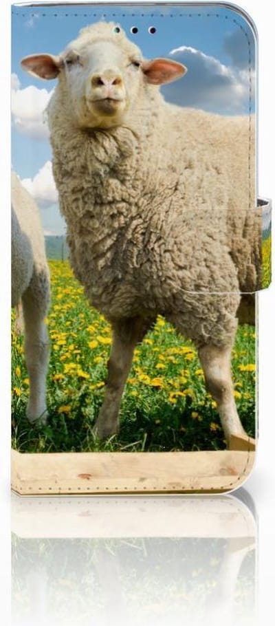 Samsung Galaxy A40 Telefoonhoesje met Pasjes Schaap en Lammetje