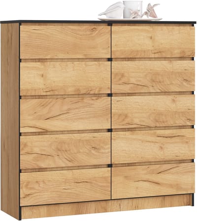 Ladekast K120 met 10 Lades / AKORD Furniture Factory / Craft Eik / 120 x 121 x 40 cm
