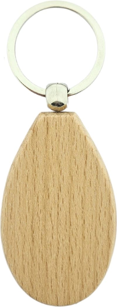 CombiCraft Blanco houten sleutelhanger druppel 58x36mm - verpakking 50 stuks