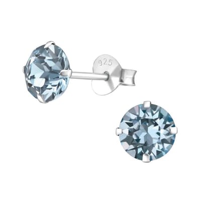 Aramat Jewels | Oorbellen | 925 Zilveren Kristal Oorbellen - Sprankelende Zirkonia Studs | 6mm / Indian Saffier | | | Zilver | Kinderen, Volwassenen | Verkleurd niet