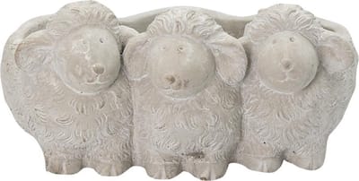 Bloempot voor Binnen – Grijs – Rustieke Pot – 26x20x12 cm – Steen – Schapenmotief