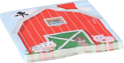 Givi Italia Feestservetten - 16x - boerderij dieren - 3 laags - 33 x 33 cm - wegwerpservetten - themafeest - kinderfeestje