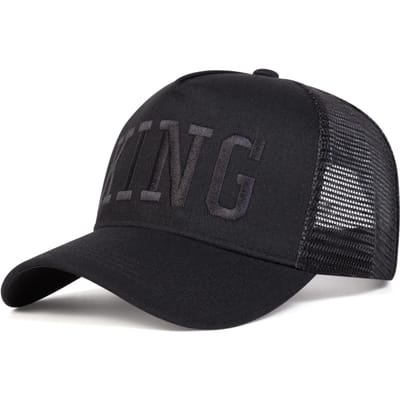 Casquettes de Baseball en Maille Broderie Lettre Roi Unisexe Printemps Été Extérieur Réglable Casquettes Décontractées Chapeau Pare-Soleil black