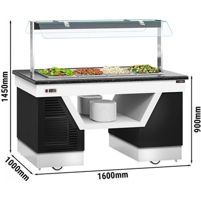 GGM Gastro Buffettheke kalt BELFAST - 1600mm - mit Kühlwanne & Rollen - für 4x GN 1/1