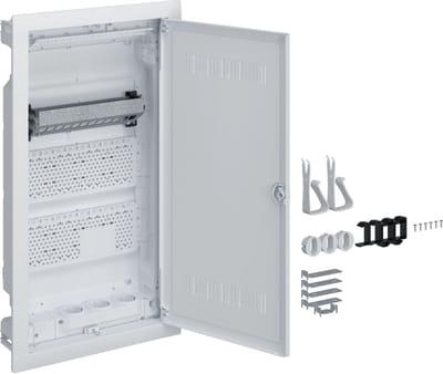 Hager VU36WWH VU36WWH Multimediaverdeelkast Inbouw (in muur) Aantal groepen: 12 Aantal rijen: 3 Inhoud: 1 stuk(s)
