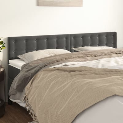 vidaXL - Hoofdborden - 160x5x78/88 - cm - fluweel - donkergrijs