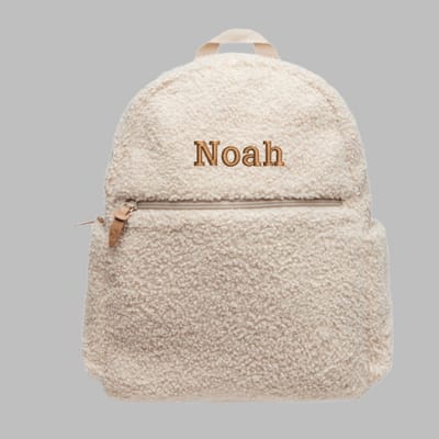 Jollein Luiertas Rugzak met naam - Boucle Naturel - Met verschoningsmat - gepersonaliseerd - geborduurd - 38x30x13cm - verzorgingstas
