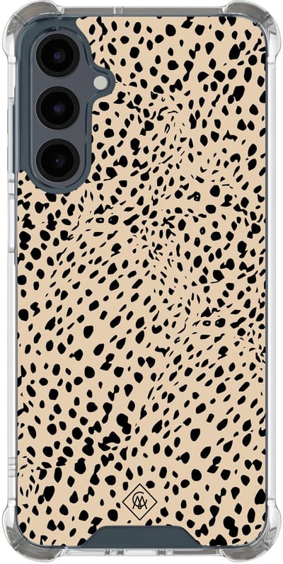 Casimoda® hoesje - Geschikt voor Samsung Galaxy A17 - Stippen bruin abstract - Shockproof case - Extra sterk - TPU/polycarbonaat - Bruin/beige, Transparant