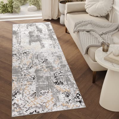 Tapiso Crystal Loper Tapijtloper Lichtgrijs Modern Laagpolig Vloerkleed Maat- 70x100