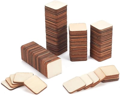 150 Houten Vierkante Schijven 3 x 3 cm Onbewerkt Hout voor Knutselen, Schilderen en DIY Projecten