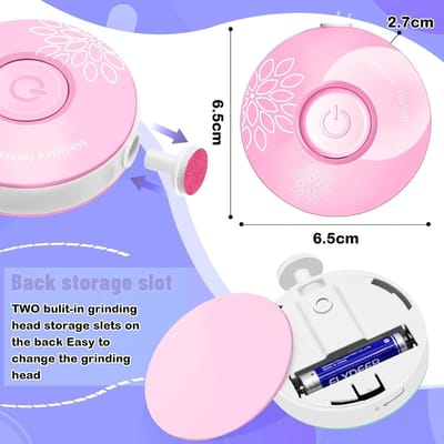 Elektrische Nagelvijl - Licht Roze - Veilig en Zacht voor Baby's - Inclusief 6 Diverse Vijl koppen incl. Polijstkop - Waterbestendig - 3-Stand Rotatie - Manicureset Baby - Nagelknipper - Polijsten - Babycadeau