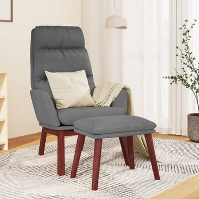 vidaXL - Relaxstoel - met - voetenbank - stof - lichtgrijs
