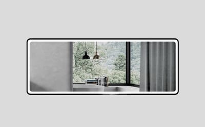 Vips Badkamerspiegel 160 cm - Mat Zwart - Rechthoekig- LED Verlichting - Anti-condens - Tijdsaanduiding