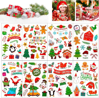 Dailygoods- Kerststickers 16 Vellen - Zelfklevend - Kerstdecoratie - Stickers voor Kinderen - Cadeauzakjes - Creatieve Knutselprojecten