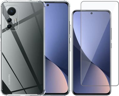Hoesje geschikt voor Xiaomi 12 Lite - Anti Shock Proof Siliconen Back Cover Case Hoes Transparant - Tempered Glass Screenprotector