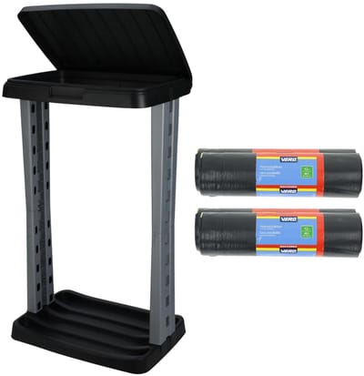 Vuilniszakhouder incl vuilniszakken - 60 l - 24x zakken - vuilnisbak/prullenbak