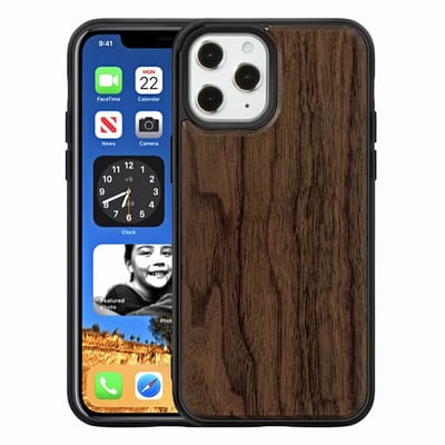 Mobiq houten hoesje geschikt voor iPhone 13 Pro Max - Back cover hoesje gemaakt van echt hout walnoot