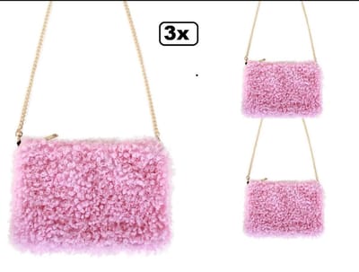 3x Tas curly roze