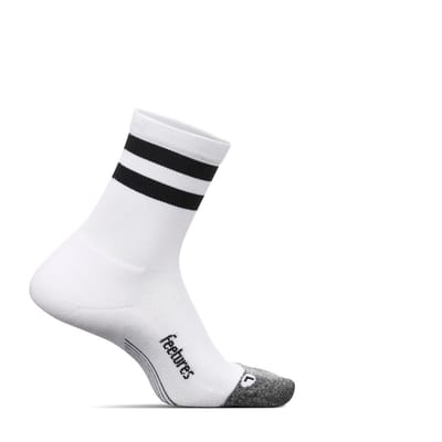 Feetures - Elite Light Cushion Mini Crew - White High Top Stripe - Wit-Zwart / MEDIUM