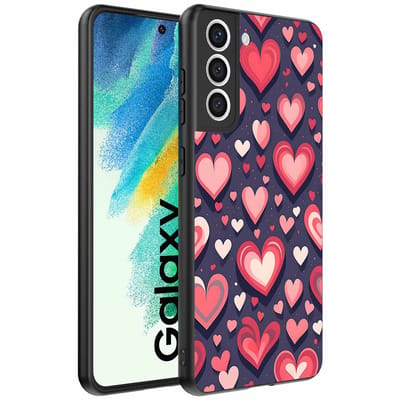 Geschikt voor Samsung Galaxy S21 FE Telefoonhoesje met Hartjes Opdruk - TPU Backcover Case With Heart Design - Smartphonica geschikt voor Samsung Galaxy S21 FE