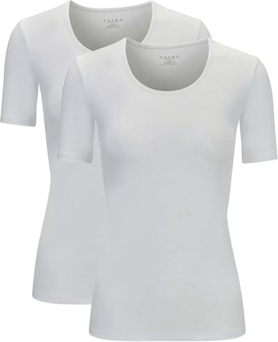 FALKE Daily Comfort Multipack Round Neck ademend katoen top van onderlaag dames wit - maat XS