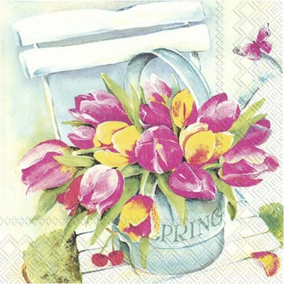 20x Gekleurde 3-laags servetten tulpen 33 x 33 cm - Voorjaar/Lente thema
