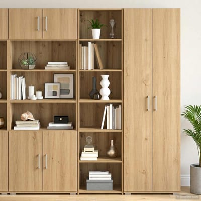 vidaXL - Dressoir - Artisanaal - eiken - 45 - x - 41 - x - 185 - cm - Bewerkt - hout