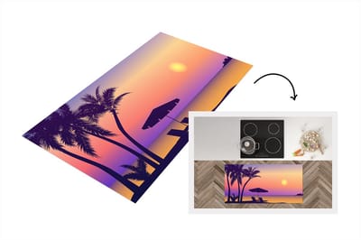 Keukenloper - Loper keuken - Strandstoel - Parasol - Zomer - Illustratie - 120x60 cm - Keukenloper vinyl