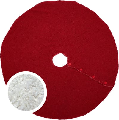 Unique Living Kerstboomrok - met knoopjes - rood - D90 cm - polyester - kerstboomkleed
