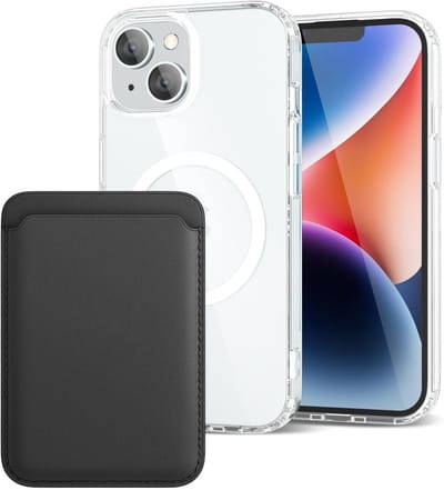 Shockproof Anti Shock Back Cover Hoesje Compatibel met MagSafe Geschikt voor: Apple iPhone 13 met Magnetische Pasjeshouder - Zwart