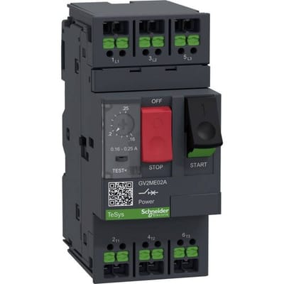 Schneider Electric GV2ME02A Motorbeveiligingsrelais 1 stuk(s) Instelbereik (stroomsterkte): 0.16 - 0.25 A Schakelspanning (max.): 690 V/AC (b x h x d)