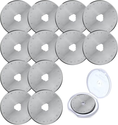 45 mm Roller Cutter met 12 Reserve Snijbladen en Opbergdoos voor Quilten, Stoffen en Scrapbooking