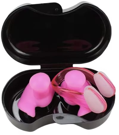 1 stuk Zomer-Zwemmen-Oordopje-Neus-Kit-Waterdicht- Roze-Pink-Anti- Geluid-Oordopje-Met-Neusklepje-Duiken Outdoor Watersport- Zwemmen