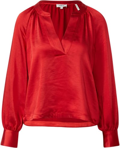 s.Oliver - female - Satijnen blouse met een diepe V-halslijn