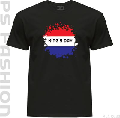 T-shirt Kingsday Flag | King's Day clothing | Black T-shirt | Black | High Quality