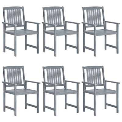 vidaXL - Tuinstoelen - 6 - st - massief - acaciahout - grijs